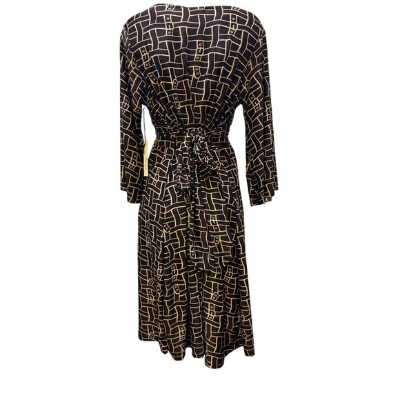 NWT Vertigo Paris Brown Tan Geometric Print Dress XL - Picture 2 of 8